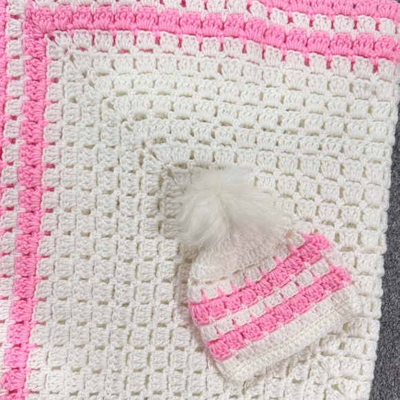Adorable Pink and White Crochet Hat for Kids